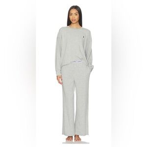 Polo Ralph Lauren Intimates Crew Neck & Wide Leg Pant Set in Heather Grey